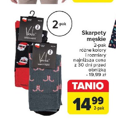 Skarpety męskie VENTO promocja w Carrefour