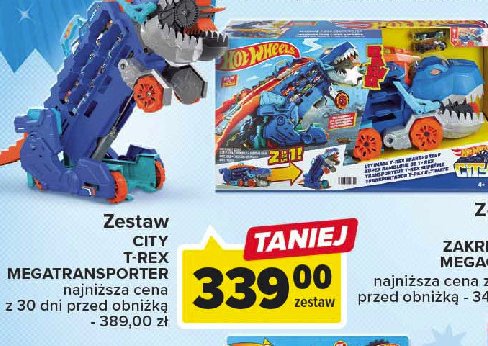Zestaw transporter city t-rex mega Hot wheels promocja