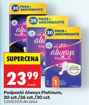 Podpaski Platinum, 20 szt./26 szt./30 szt. promocja w Biedronka