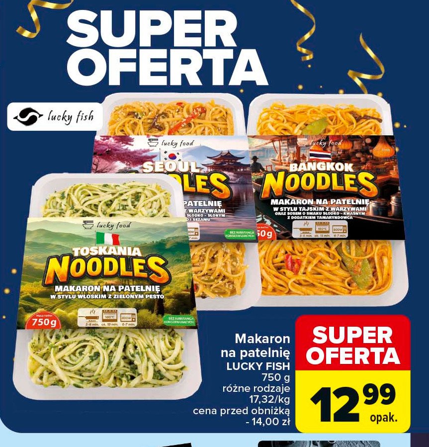 Danie toskania noodles Lucky fish promocja