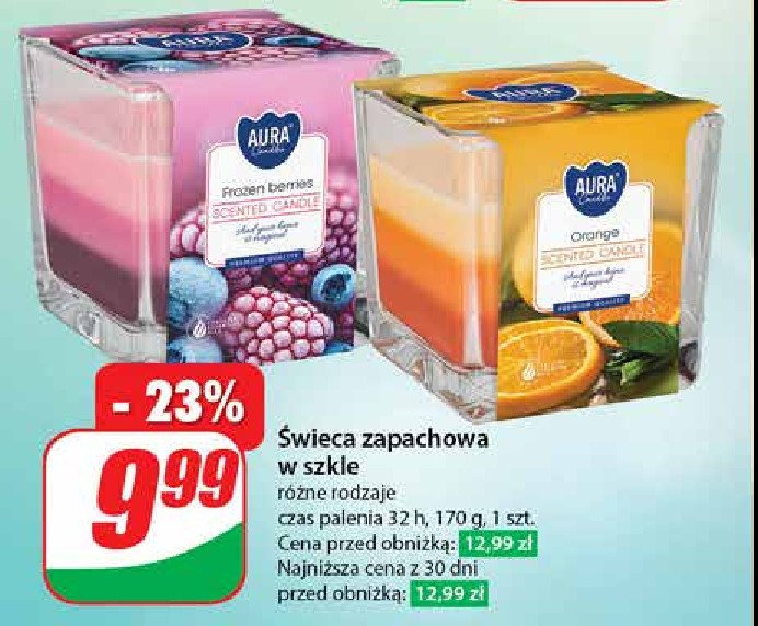 Świeca w szkle frozen berries Aura fragrances candles promocja