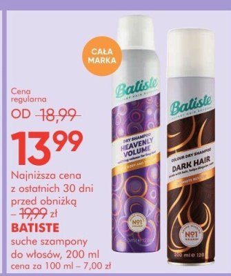 Suche szampony do włosów Batiste promocja w Super-Pharm