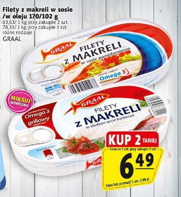 Filety z makreli w sosie w oleju 170/102 g Graal promocja w Prim Market
