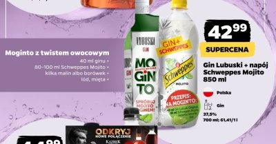 Gin Lubuski + napój Schweppes Mojito promocja w Netto