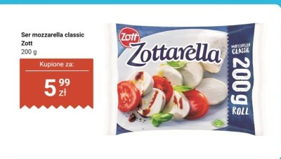 Ser mozzarella classic Zott Zottarella promocja w Dino