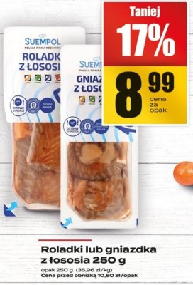 Roladki lub gniazdka z łososia 250g promocja w Supeco