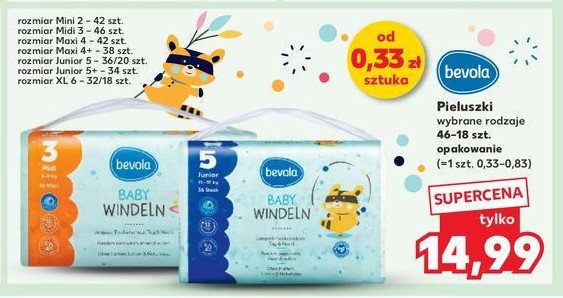 Pieluchy dla dzieci junior plus 5+ Bevola promocja