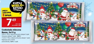 Czekolada mleczna Baron, 5x15 g promocja w Twój Market