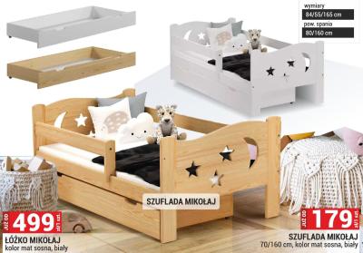 Szuflada MIKOŁAJ 70/160 cm, kolor mat sosna, biały promocja w Merkury Market