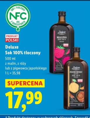 Sok 100% tłoczony z malin promocja w Lidl
