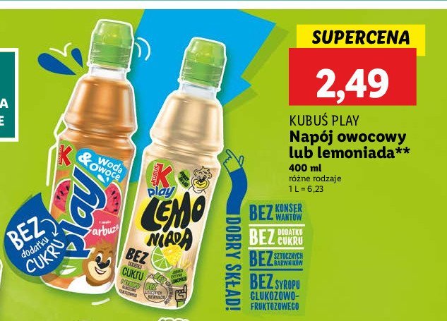 Lemoniada cytrynowa Kubuś play! promocja w Lidl
