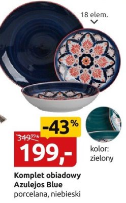 Komplet obiadowy Azulejos Blue porcelana, niebieski promocja w Black Red White