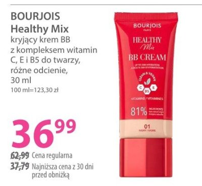 Krem BB BOURJOIS Healthy Mix kryjący krem BB z kompleksem witamin C, E i B5 do twarzy, różne odcienie promocja w Hebe