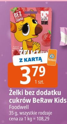 Żelki bez dodatku cukrów BeRaw Kids Foodwell promocja w Leclerc