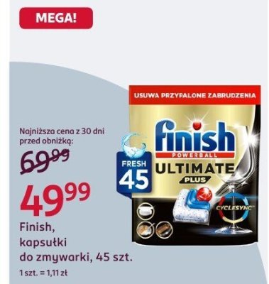 Kapsułki do zmywarki Finish Ultimate Plus promocja w Rossmann