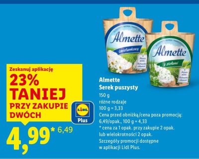 Serek puszysty Almette różne rodzaje promocja w Lidl