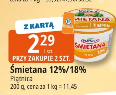 Śmietana 12%/18% Piątnica promocja w Leclerc