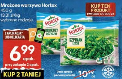 Mrożone warzywa Hortex wybrane rodzaje promocja w Delikatesy Centrum