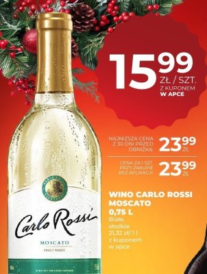 Wino Carlo Rossi Moscato 0,75 L białe, słodkie promocja w Duży Ben