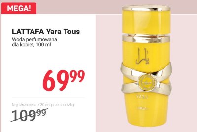 Woda perfumowana Yara Tous dla kobiet promocja w Rossmann