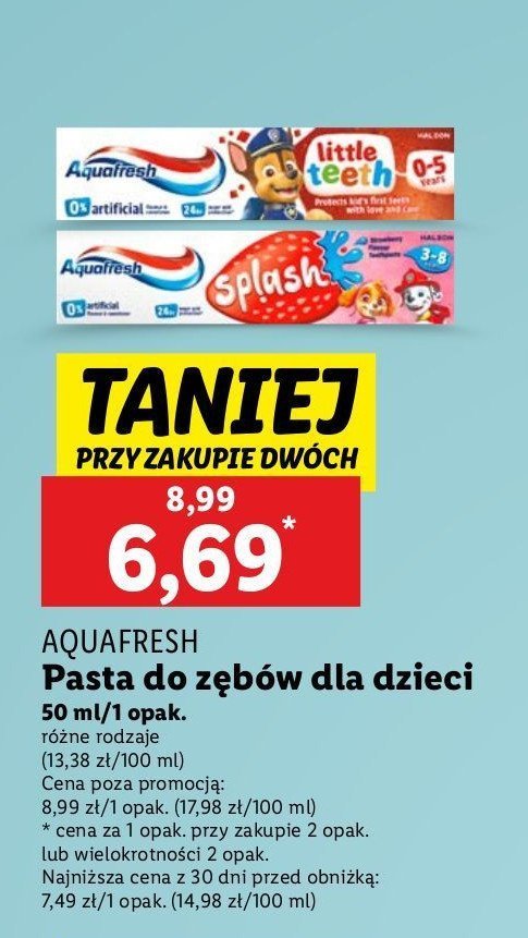 Pasta do zębów 0-5 lat Aquafresh little teeth promocja