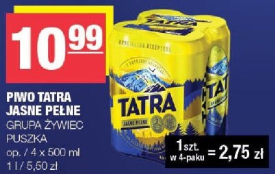 Piwo Tatra Jasne Pełne GRUPA ŻYWIEC puszka promocja w SPAR
