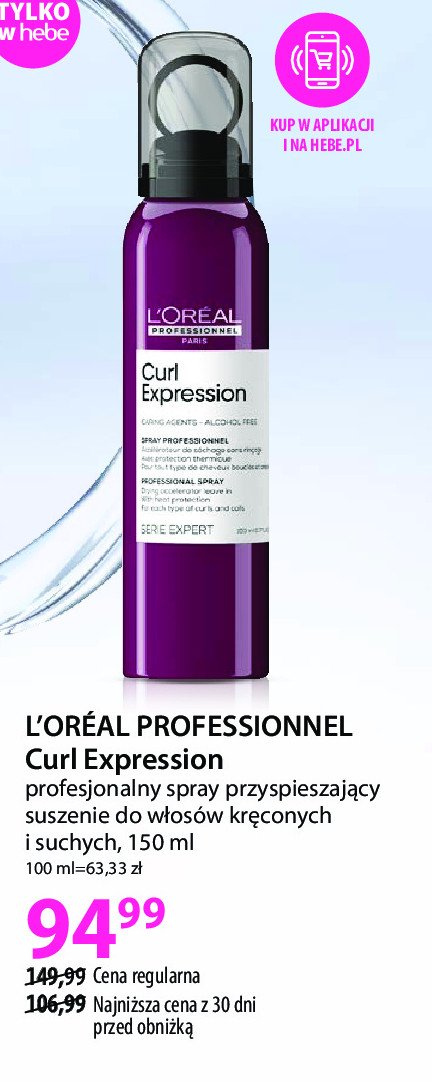 Spray do włosów L'oreal professionnel curl expression promocja w Hebe