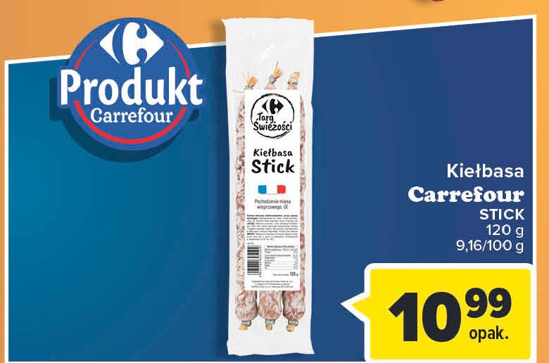 Kiełbasa stick Carrefour targ świeżości promocja