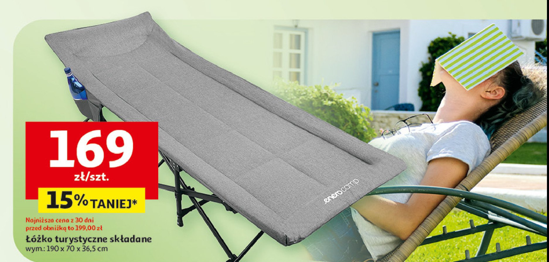 Łóżko turystyczne składane 190 x 70 x 36.5 cm Enero camp promocja w Auchan