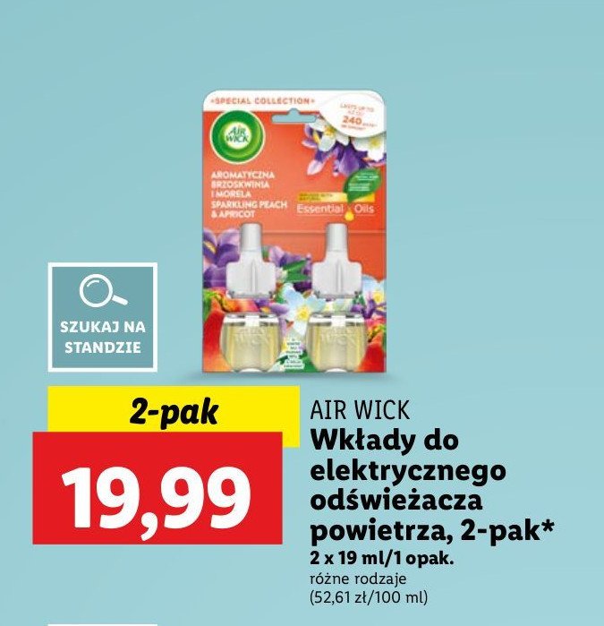 Wkład aromatyczna brzoskwinia i morela Air wick electric essential oils promocja