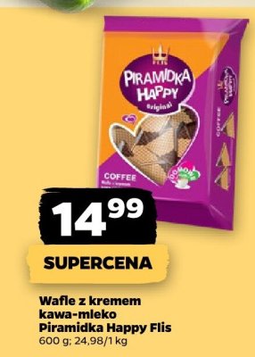 Wafle z kremem kawa-mleko Piramidka Happy Flis promocja w Netto