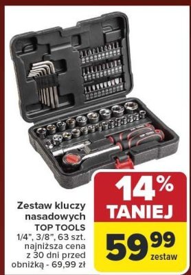 Zestaw kluczy nasadowych 1/4", 3/8", 63 szt. Top Tools promocja w Carrefour