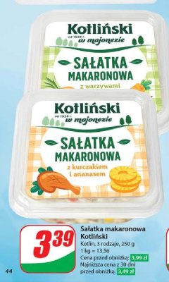 Sa艂atka makaronowa z kurczakiem i ananasem KOTLI艃SKI promocja