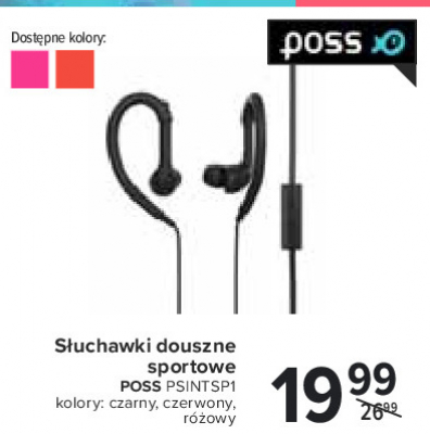 S艂uchawki sportowe psint sp1 czerwone Poss promocja