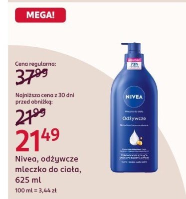 Odżywcze mleczko Nivea do ciała, 625 ml promocja w Rossmann