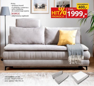 Sofa Lumbro LUX 3DL promocja w Black Red White