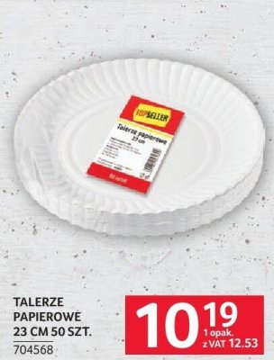 Talerze papierowe 23 cm 50 szt. promocja w Selgros