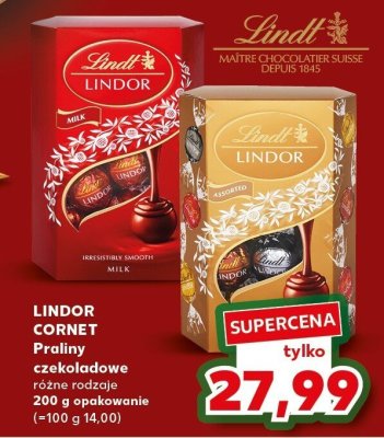 Praliny czekoladowe różne rodzaje Lindor Cornet promocja w Kaufland