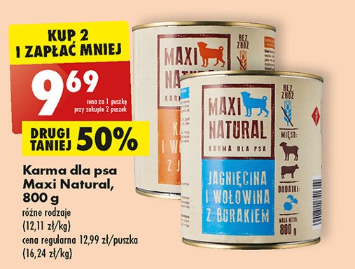 Karma dla psa jagnięcina wołowiną i burak Maxi natural promocja