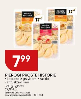 Pierogi PROSTE HISTORIE kapusta z grzybami, ruskie z truskawkami promocja w Chata Polska