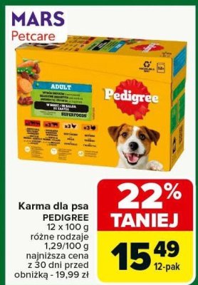 Karma dla psa PEDIGREE różne rodzaje 1,29/100g 12-pak promocja w Carrefour Market