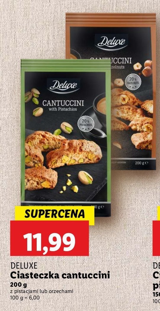 Ciastka cantuccini z orzechami Deluxe promocja