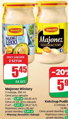 Ketchup Pudliszki 2 rodzaje promocja w Dino