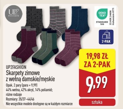 Skarpety zimowe z wełną damskie/męskie UP2FASHION promocja w Aldi