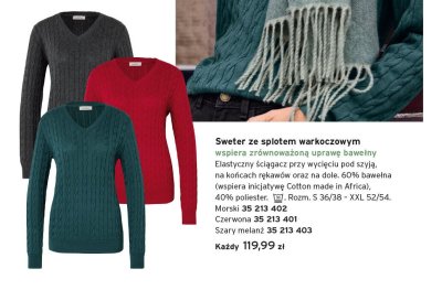 Sweter ze splotem warkoczowym szary melanż Tchibo promocja