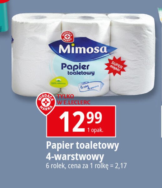 Papier toaletowy 4-warstwowy Wiodąca marka mimosa promocja