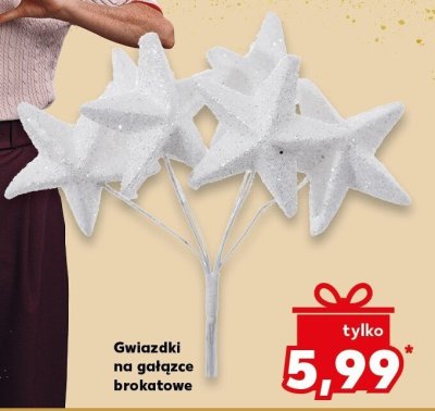 Gwiazdki na gałązce brokatowe promocja w Kaufland