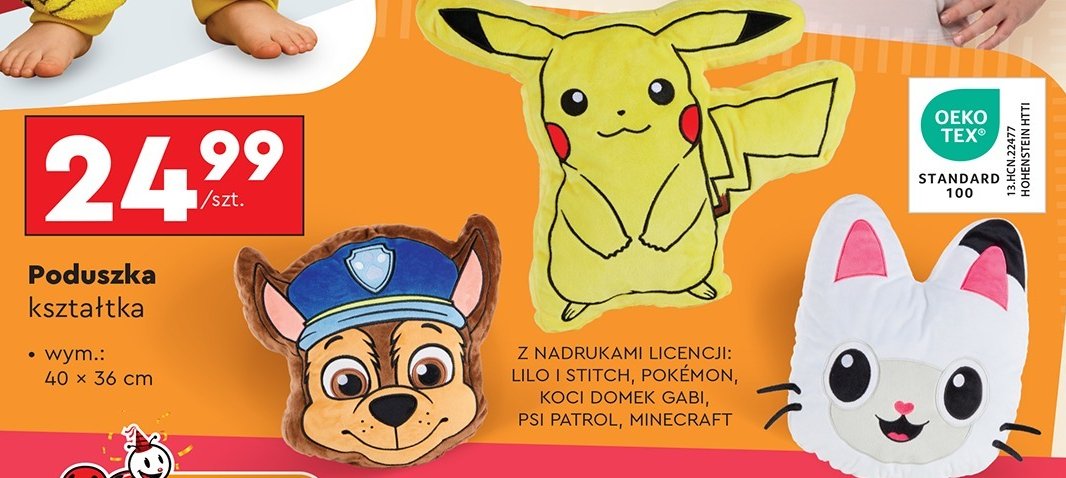 Poduszka kształtna 40 x 36 cm pokemon promocja w Biedronka