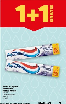 Pasta do zębów Aquafresh Active White 125 ml promocja w Netto