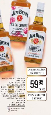 Likier, whiskey Jim Beam 3 rodzaje 0.7L 32.5%-40% promocja w Dino
